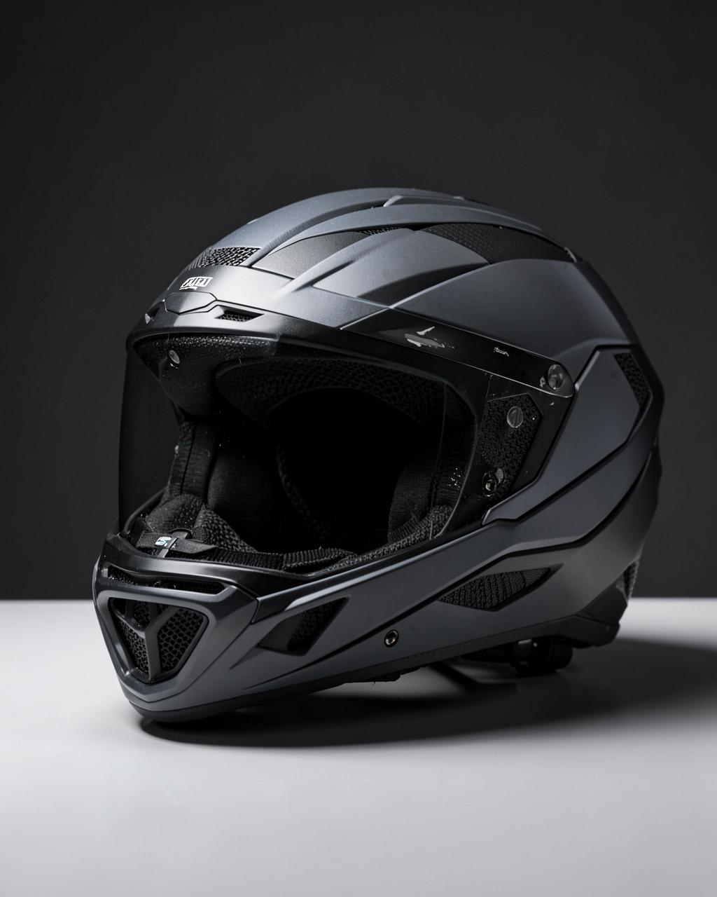 A modern sports helmet lit in a studio