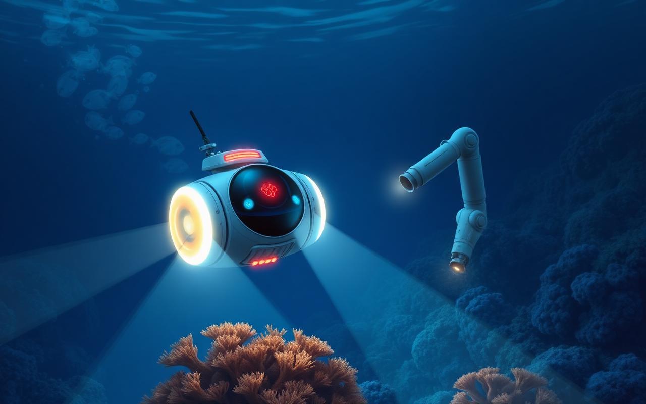 An underwater research robot exploring the seafloor